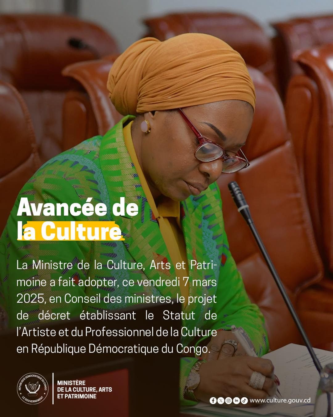 RDC culture : Adoption du statut d’artiste et de professionnels de la culture par le conseil des ministres